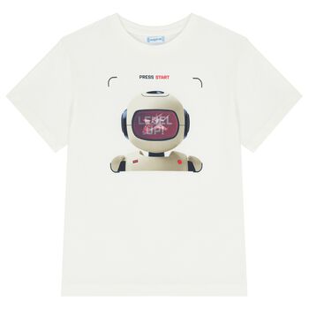 Boys Ivory Robot T-Shirt