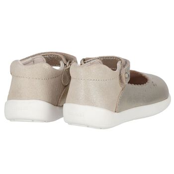 Younger Girls Gold Faux Leather Shoes