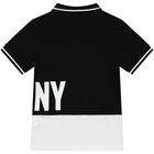 Boys Black Logo Polo Shirt, 1, hi-res