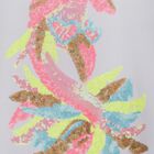 Girls White Sequin Flamingo T-Shirt , 1, hi-res