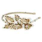 Girls Ivory & Gold Embellished Butterfly Headband, 1, hi-res