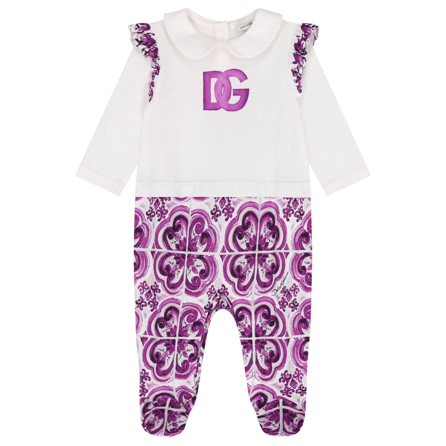 Baby Girls White & Purple Majolica Babygrow Gift Set, 1, hi-res
