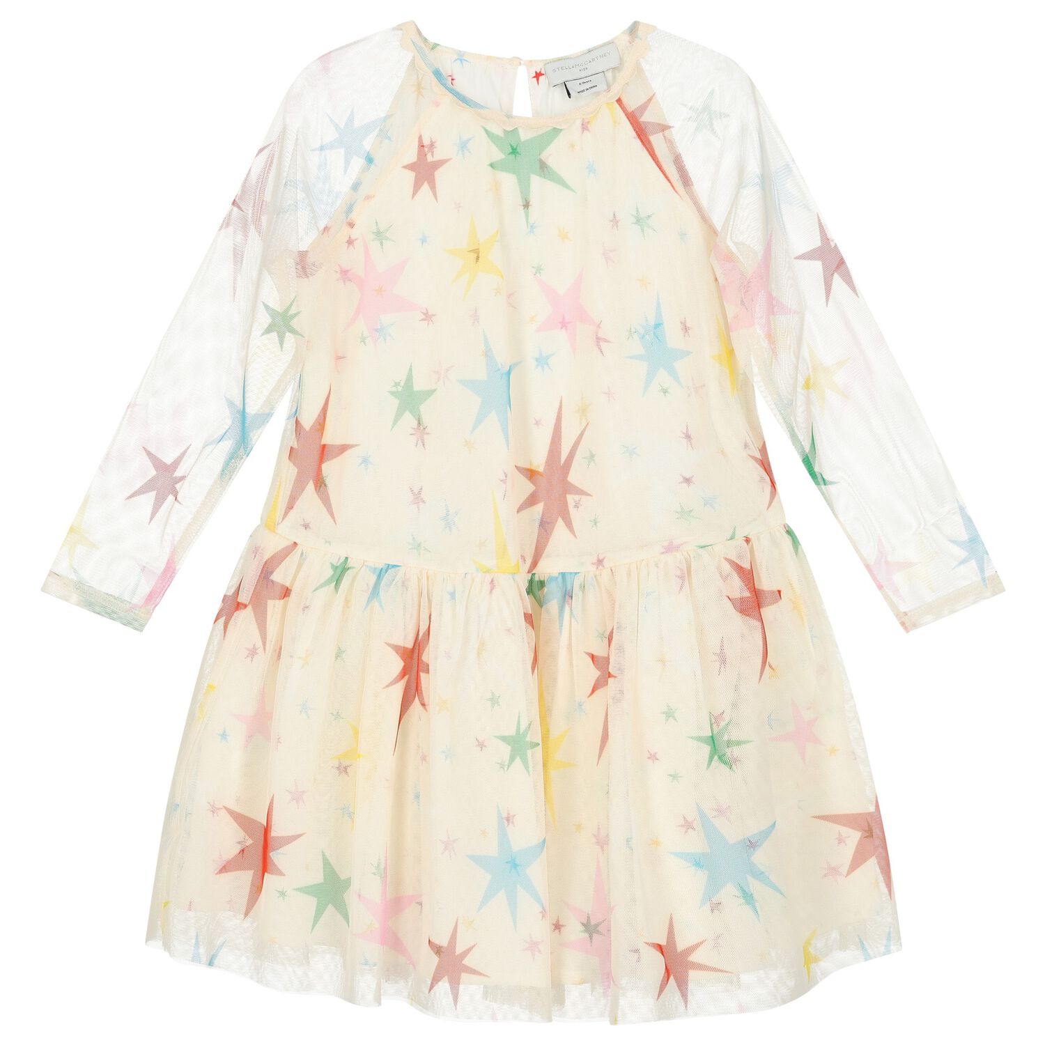 Girls Ivory Star Tulle Dress, 1, hi-res