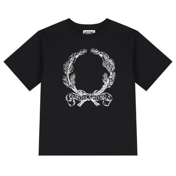 Black Logo Leaf Crest T-Shirt