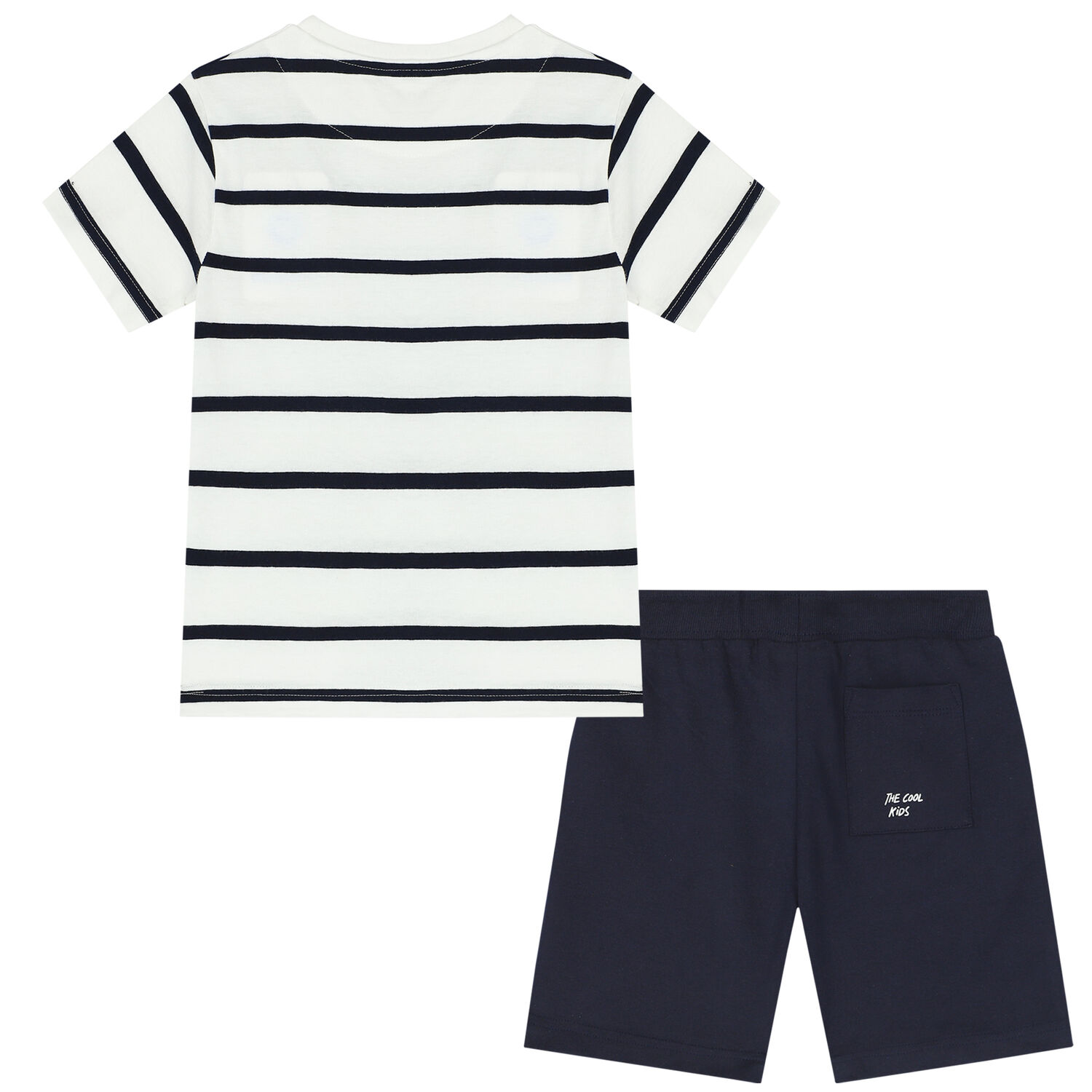Boys White & Navy Striped Shorts Set, 2, hi-res image number null