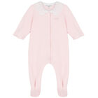 Baby Girls Pink Logo Babygrow, 1, hi-res
