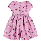 Girls Pink Floral Satin Dress, 1, hi-res
