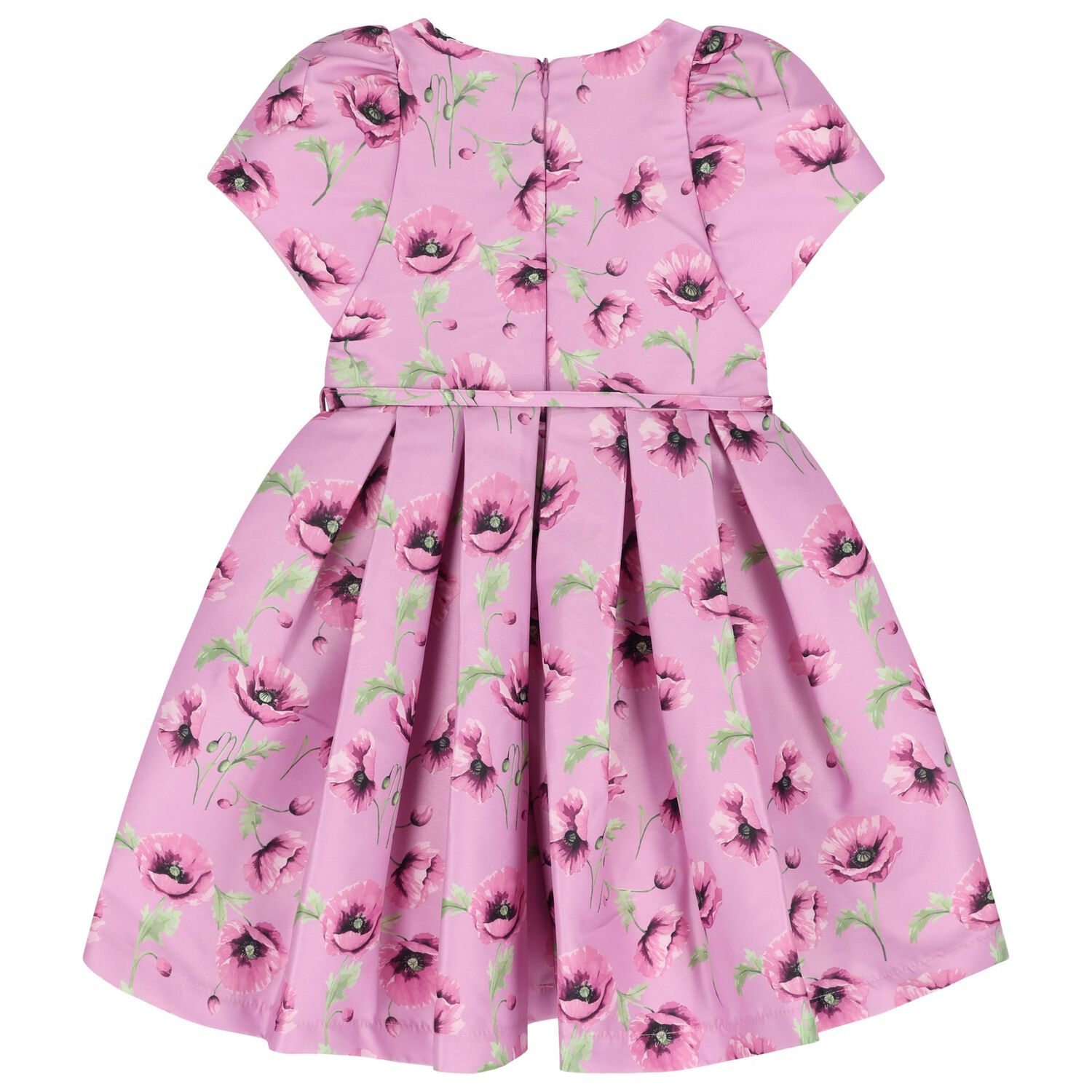 Girls Pink Floral Satin Dress, 1, hi-res image number null