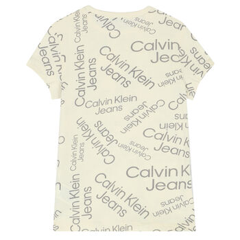 Girls Beige Logo T-Shirt