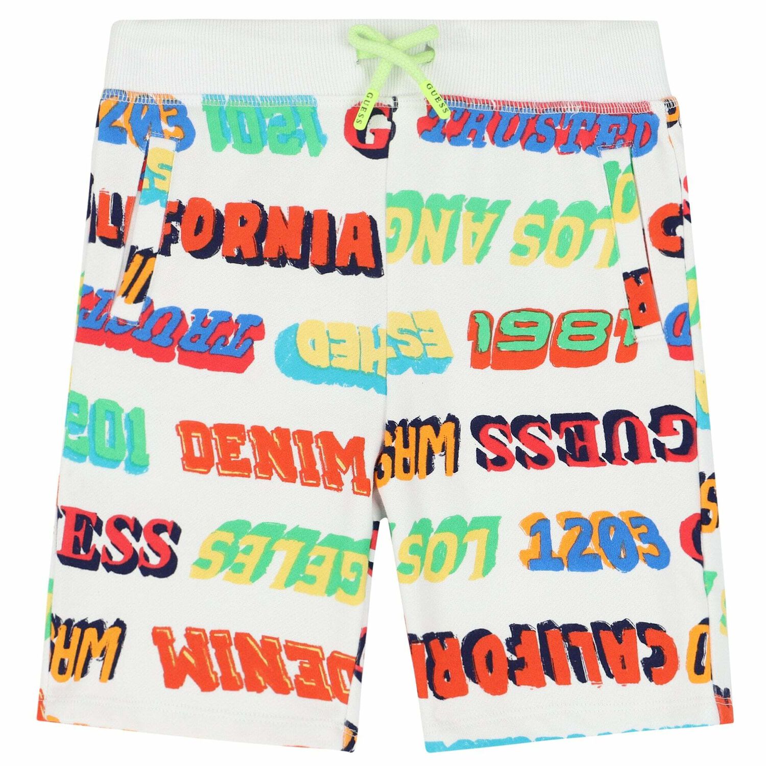 Boys White Logo Shorts, 1, hi-res