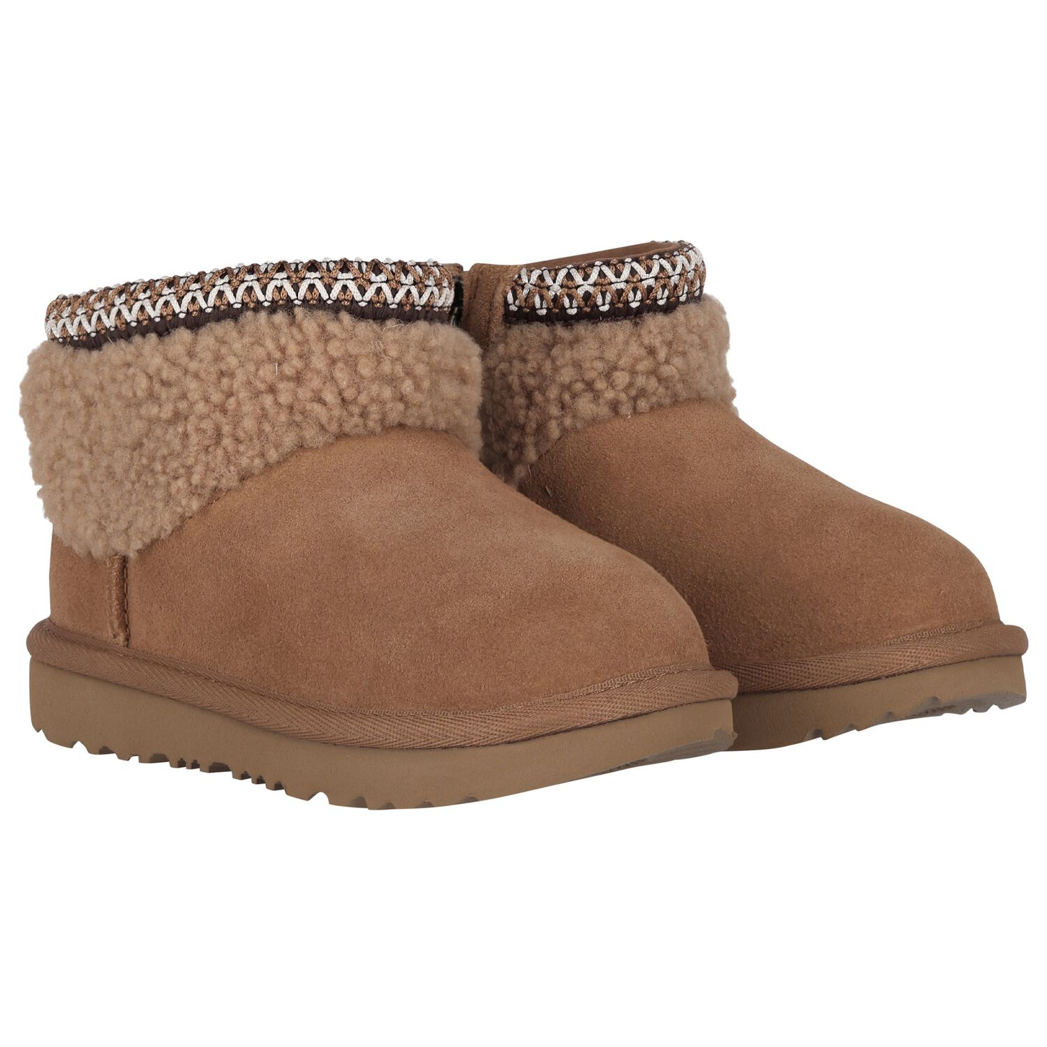 Girls Beige Classic Ultra Mini Suede Boots, 1, hi-res image number null