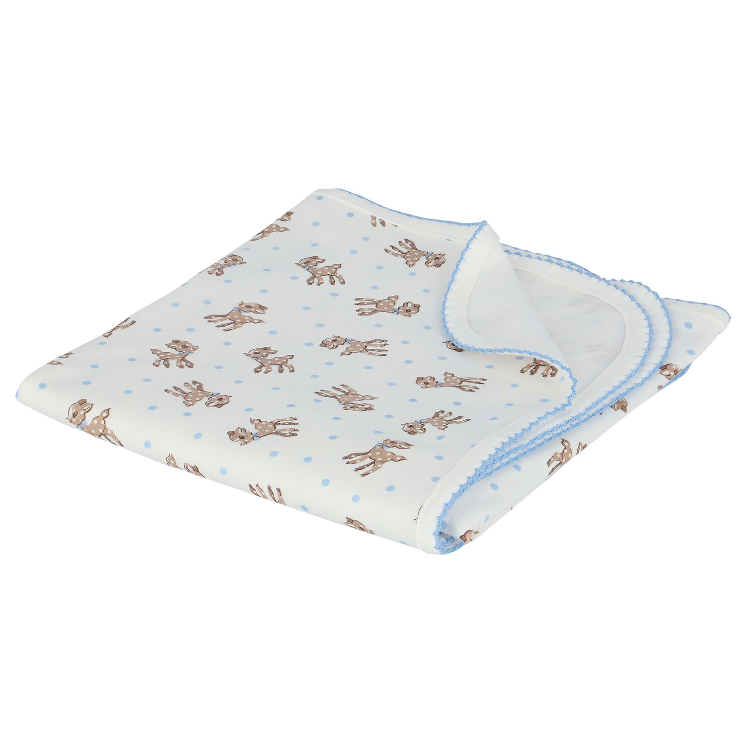 Baby Boys Ivory & Blue Fawn Blanket, 1, hi-res