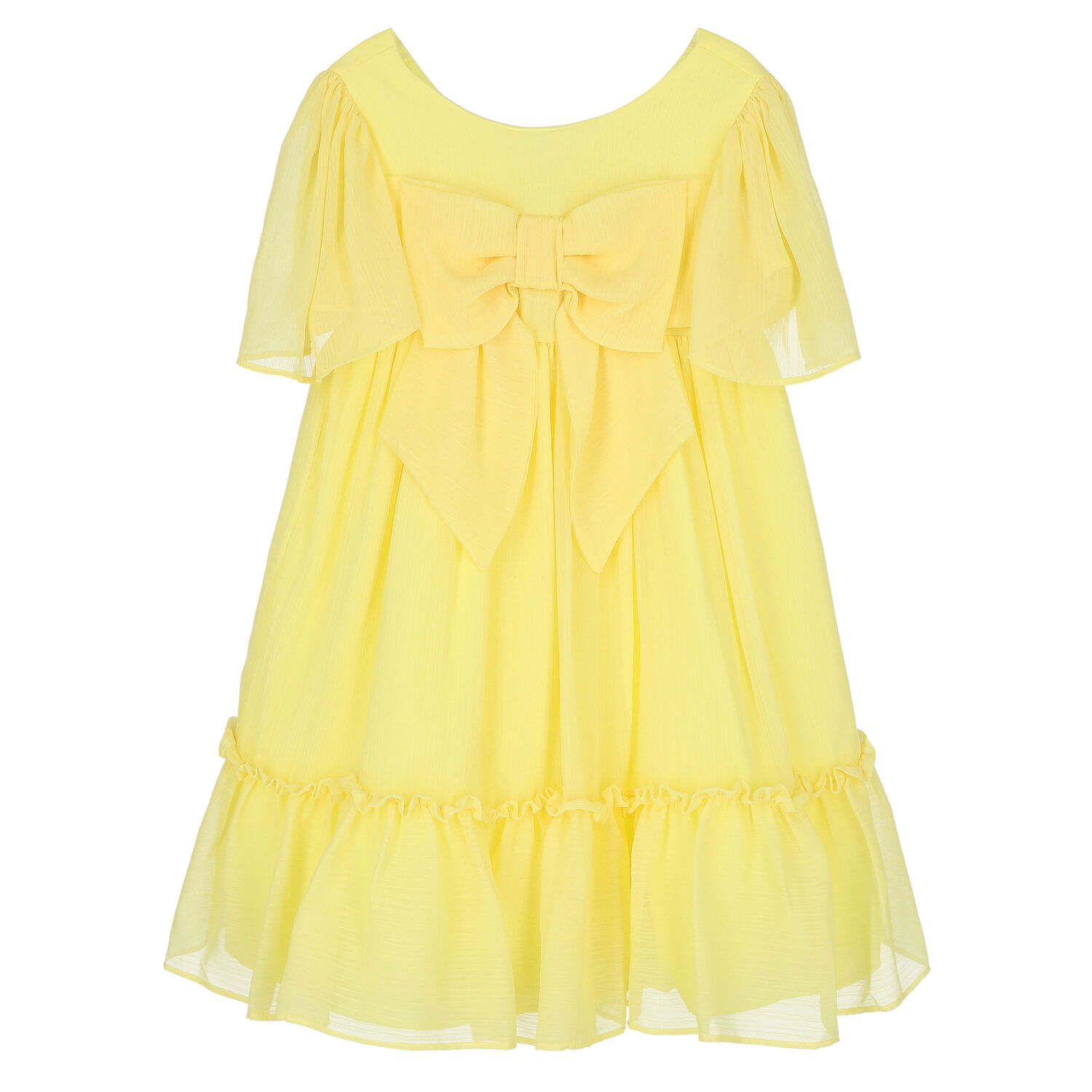 Girls Yellow Chiffon Dress, 1, hi-res