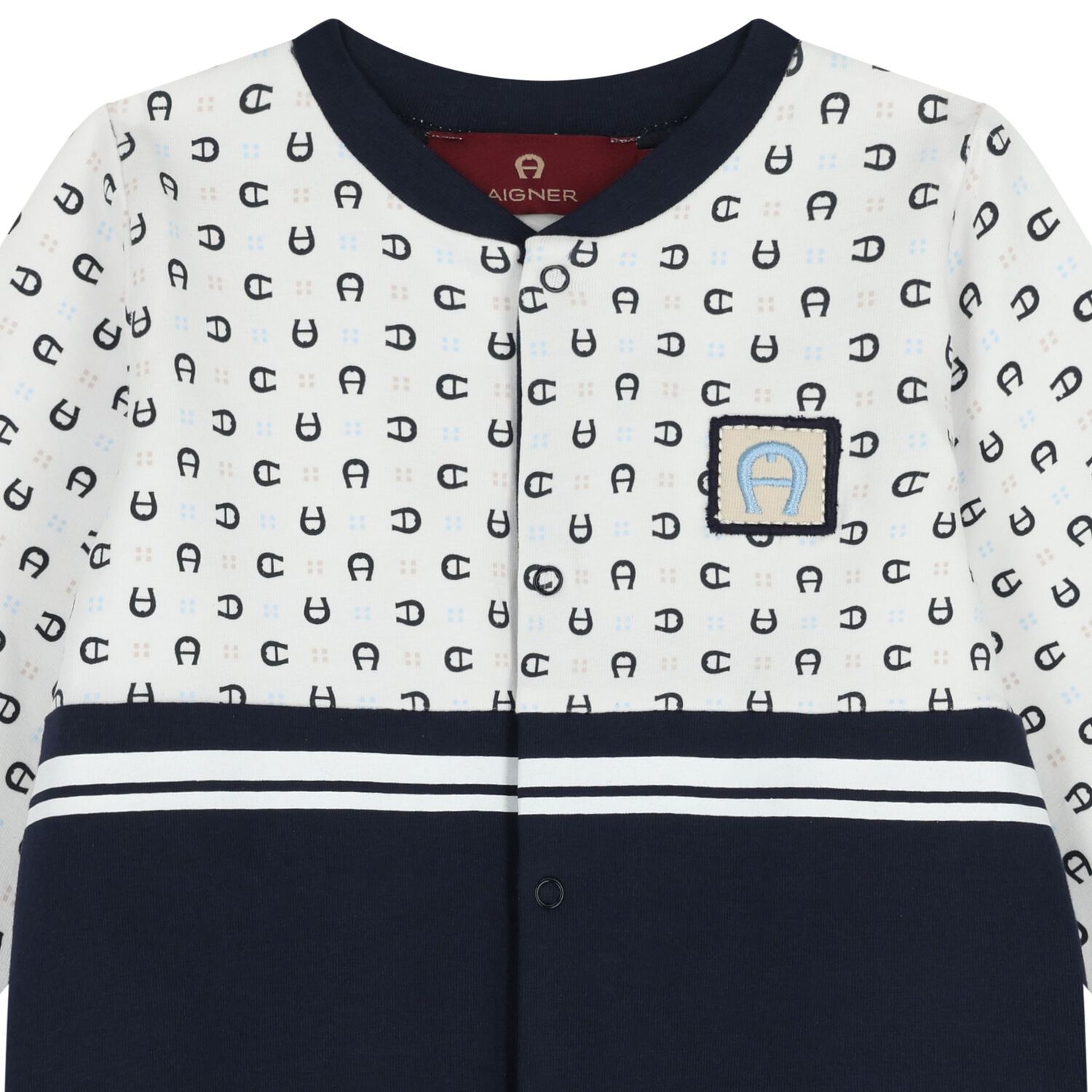 Baby Boys White & Navy Blue Babygrow Set, 1, hi-res