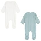 Baby Boys White & Green Dinosaur Babygrows ( 2-Pack ), 1, hi-res