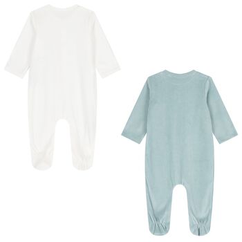 Baby Boys White & Green Dinosaur Babygrows ( 2-Pack )