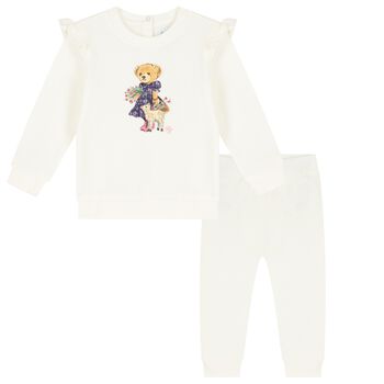 Baby Girls Ivory Polo Bear Tracksuit