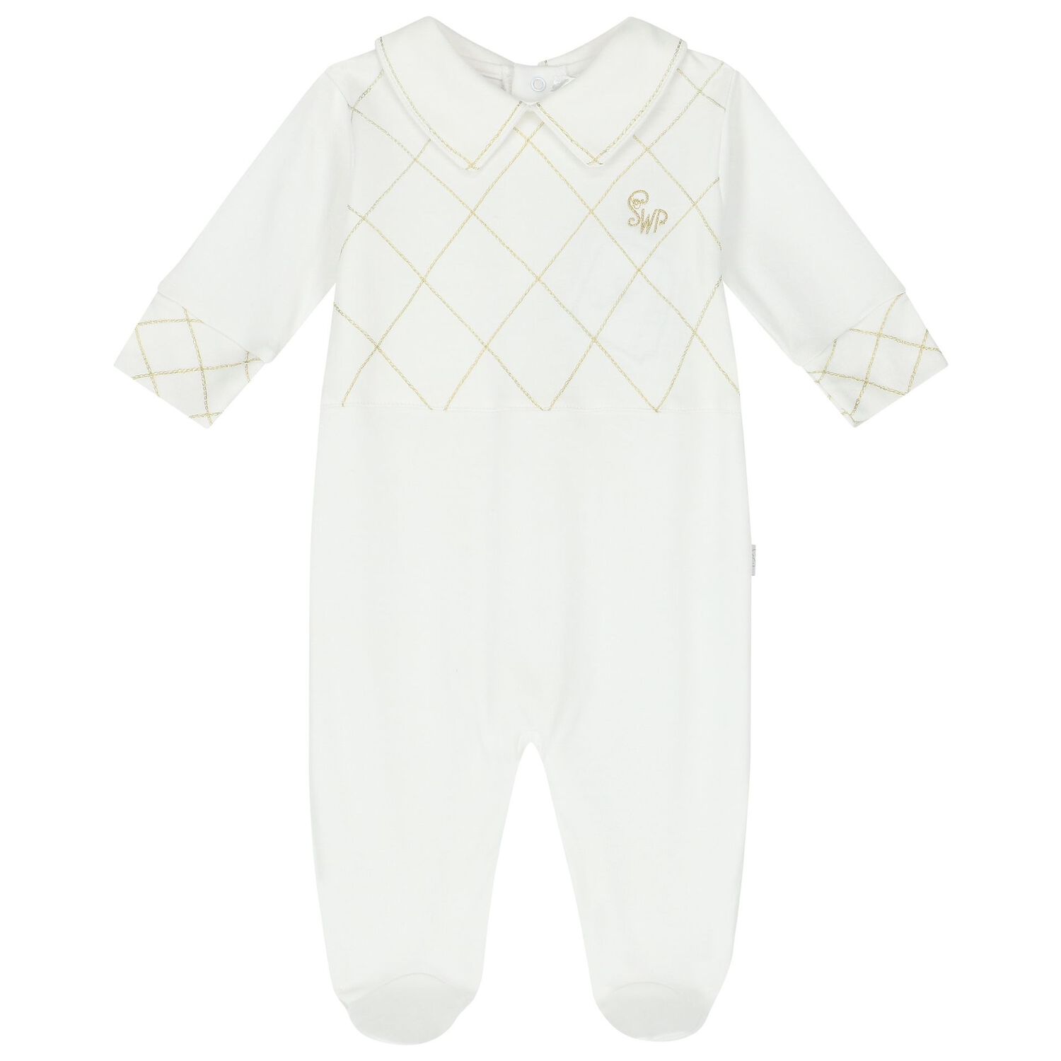 Baby Boys White & Gold Logo Babygrow Gift Set, 1, hi-res