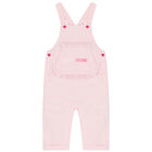 Baby Girls Pink & White Dungaree Set, 1, hi-res