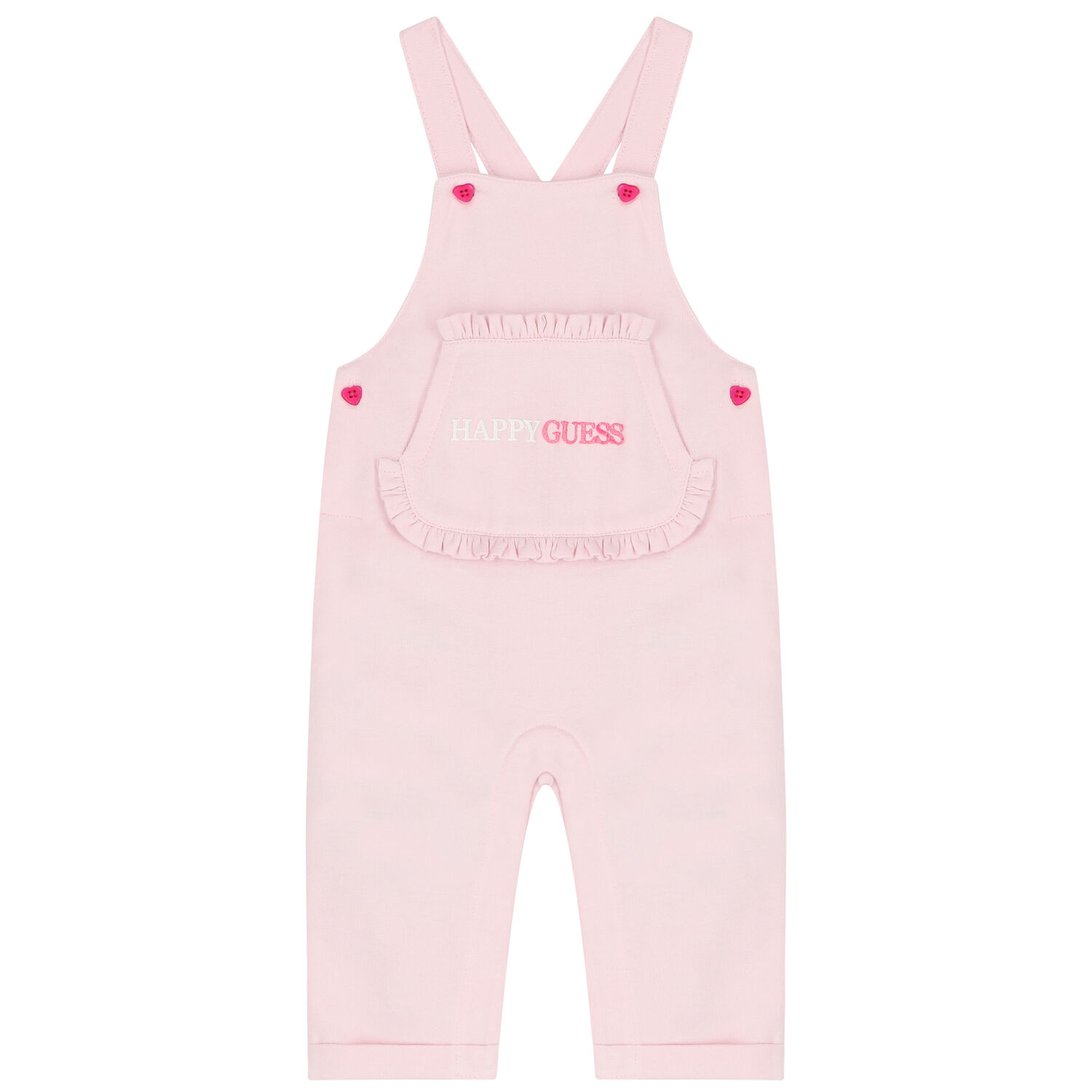 Baby Girls Pink & White Dungaree Set, 1, hi-res