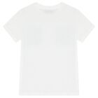 Boys White & Navy Blue Teddy Bear Logo Shorts Set, 1, hi-res