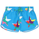 Girls Blue Star Swim Shorts, 1, hi-res