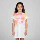 Girls White Logo Dress, 2, hi-res