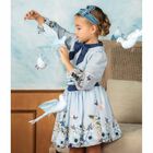 Girls Blue Floral Skirt, 1, hi-res