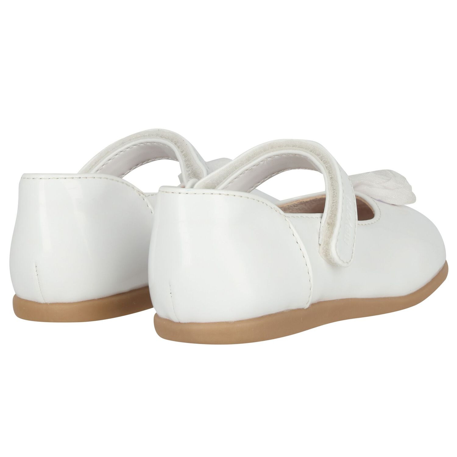 Younger Girls White Flower Shoes , 1, hi-res