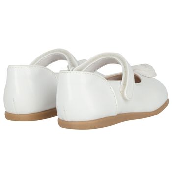 Younger Girls White Flower Shoes 