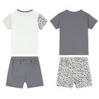Baby Boys White & Grey Shorts Set, 1, hi-res