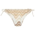 Girls Beige & Gold Striped Bikini, 1, hi-res