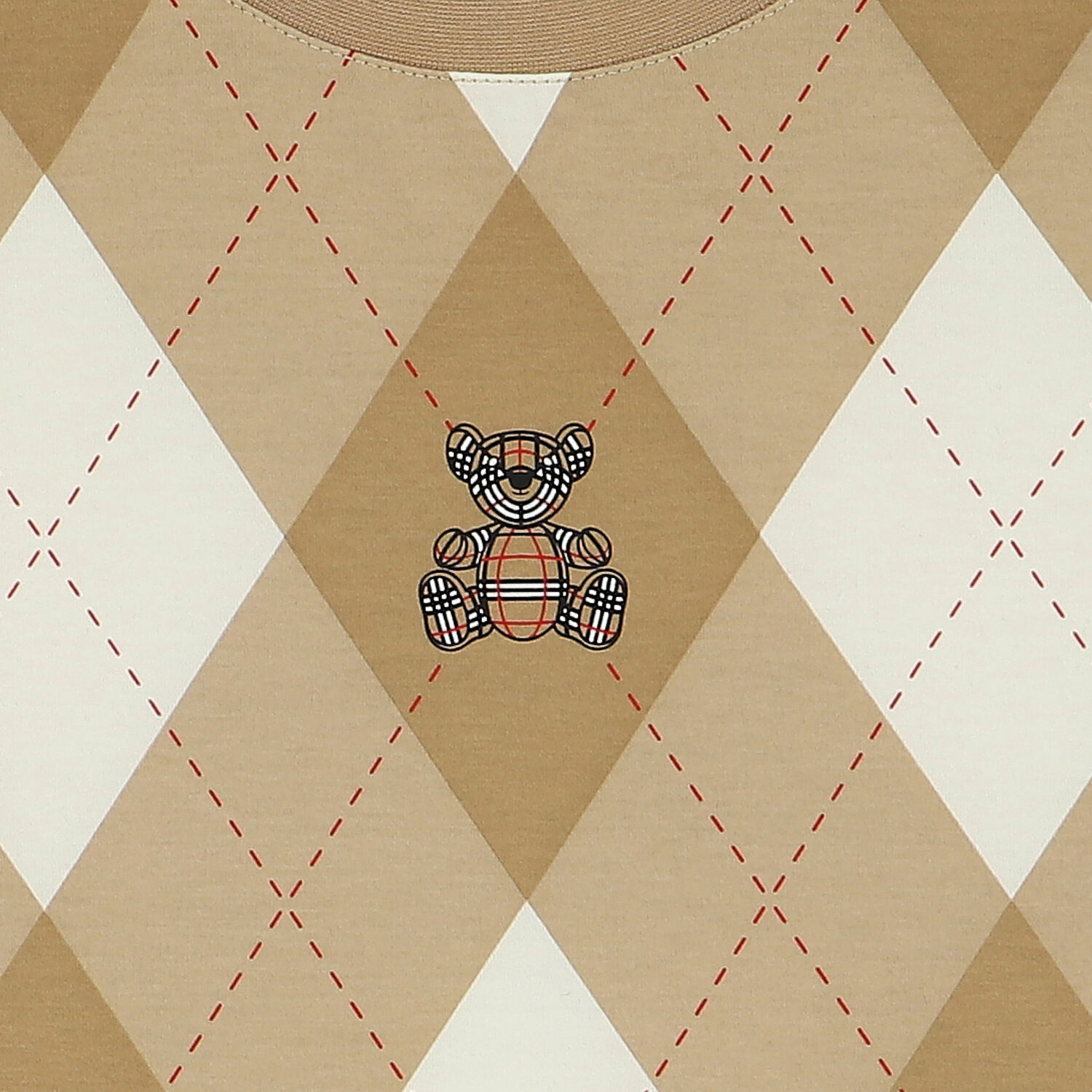 Beige Argyle Check T-Shirt, 1, hi-res