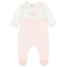 Baby Girls Pink & White Floral Babygrow, 1, hi-res