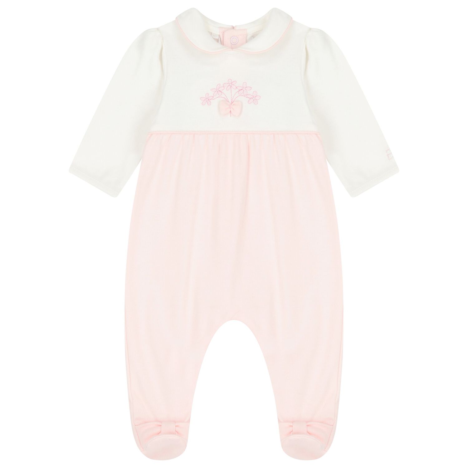 Baby Girls Pink & White Floral Babygrow, 1, hi-res