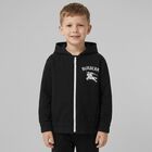 Boys Black EKD Logo Hooded Zip Up Top, 1, hi-res