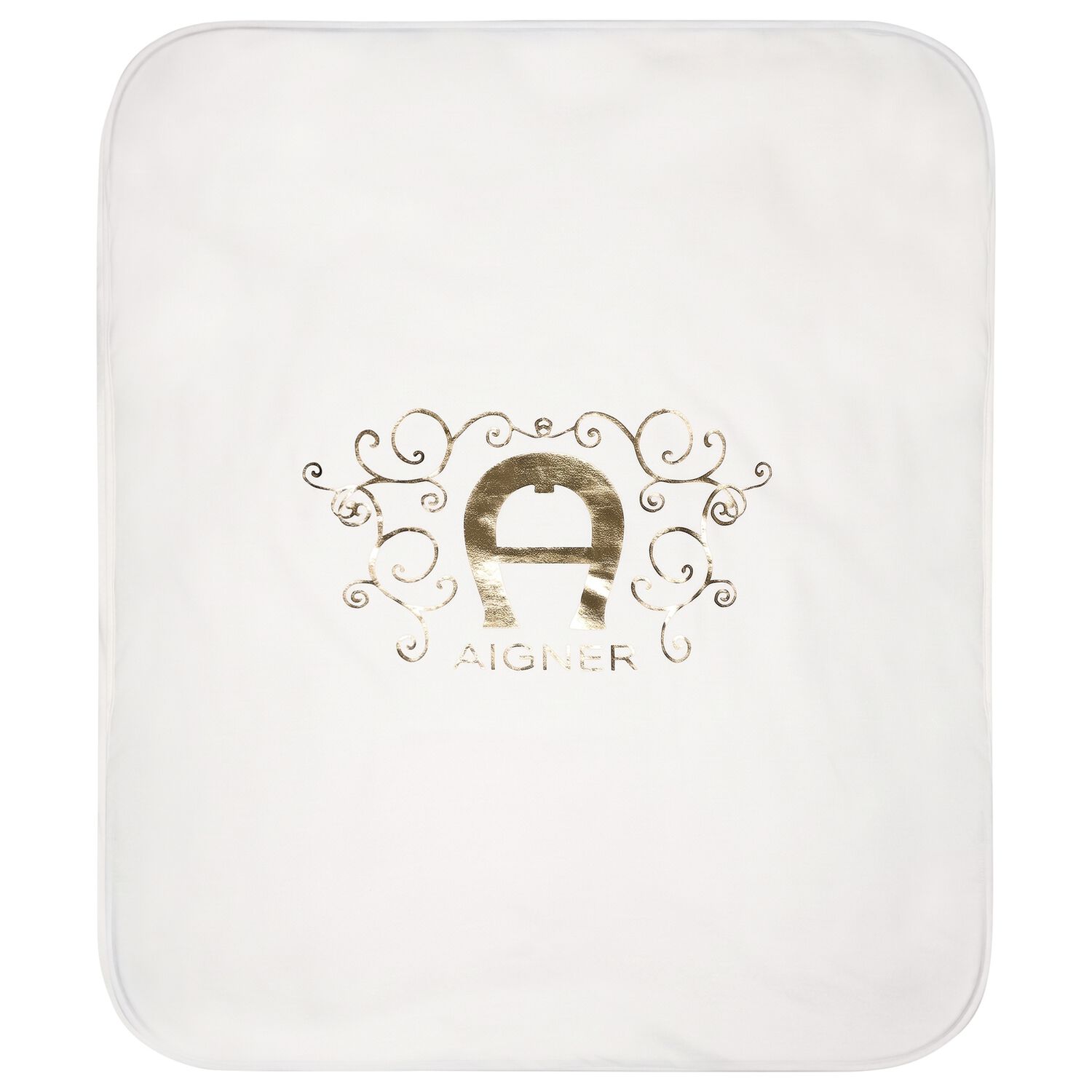 Baby Girls Ivory & Gold Logo Blanket, 1, hi-res