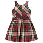 Girls Red & Green Tartan Satin Dress, 1, hi-res