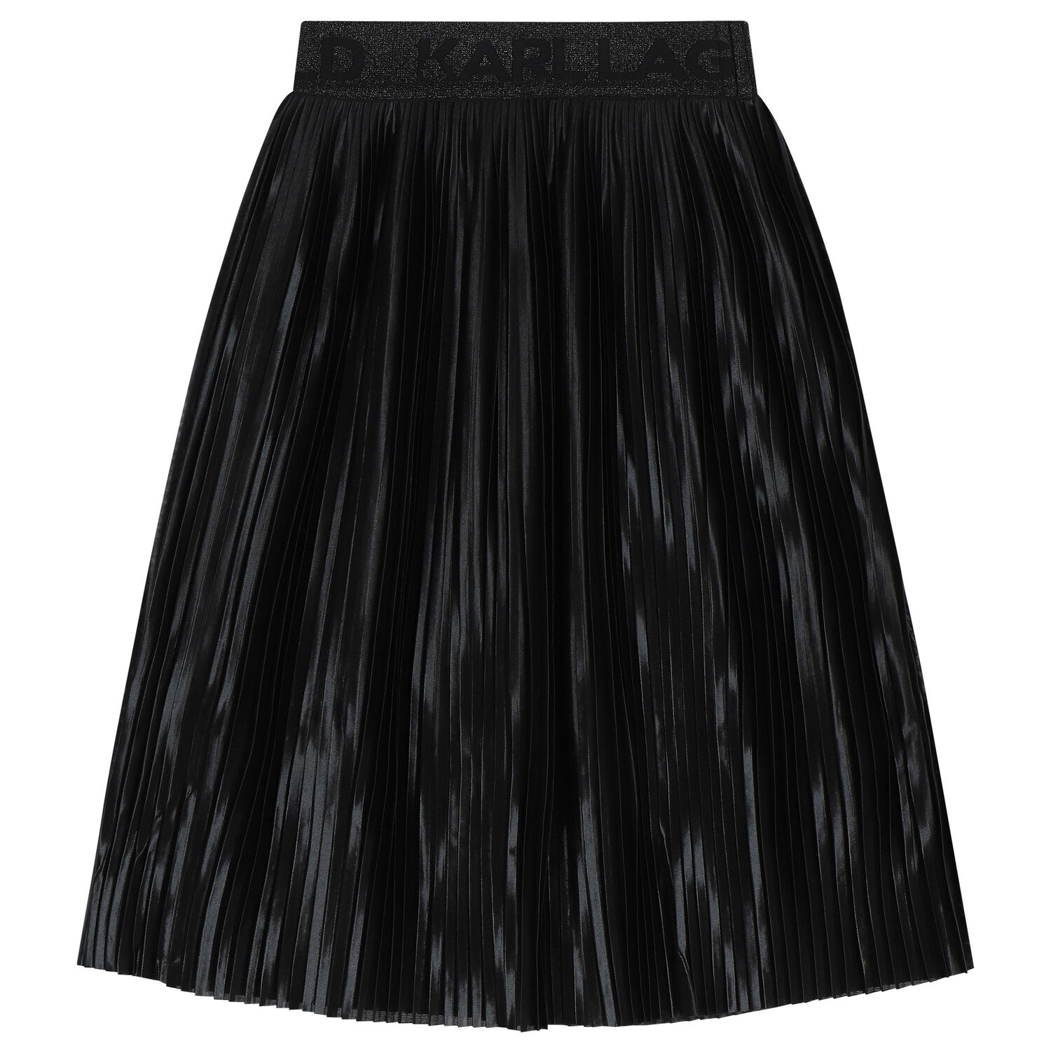 Girls Black Logo Pleated Skirt, 1, hi-res