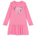 Girls Pink Logo Dress, 5, hi-res