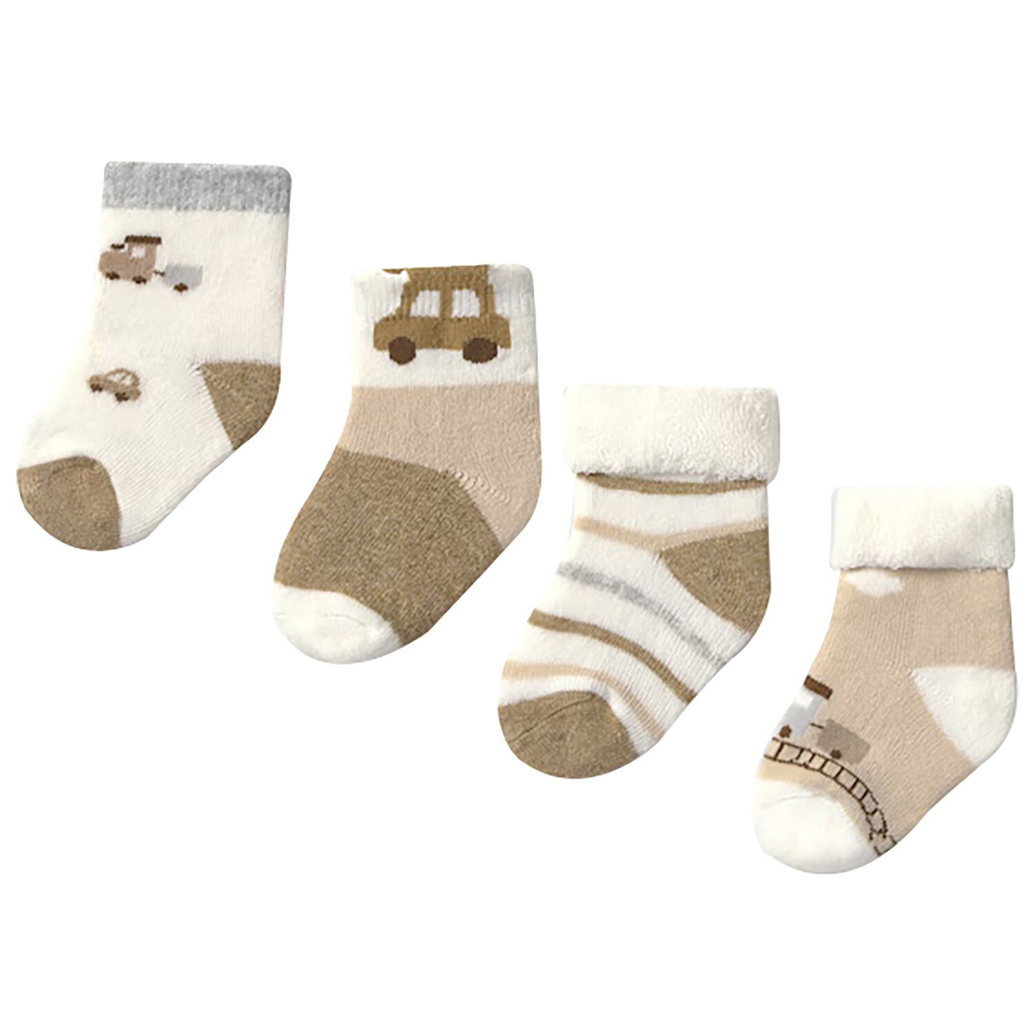 Baby Girls Ivory & Beige Socks (4 Pack), 1, hi-res