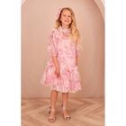 Girls Pink Floral Tulle Dress, 1, hi-res