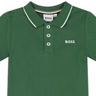Younger Boys Green Logo Polo Shirt, 2, hi-res