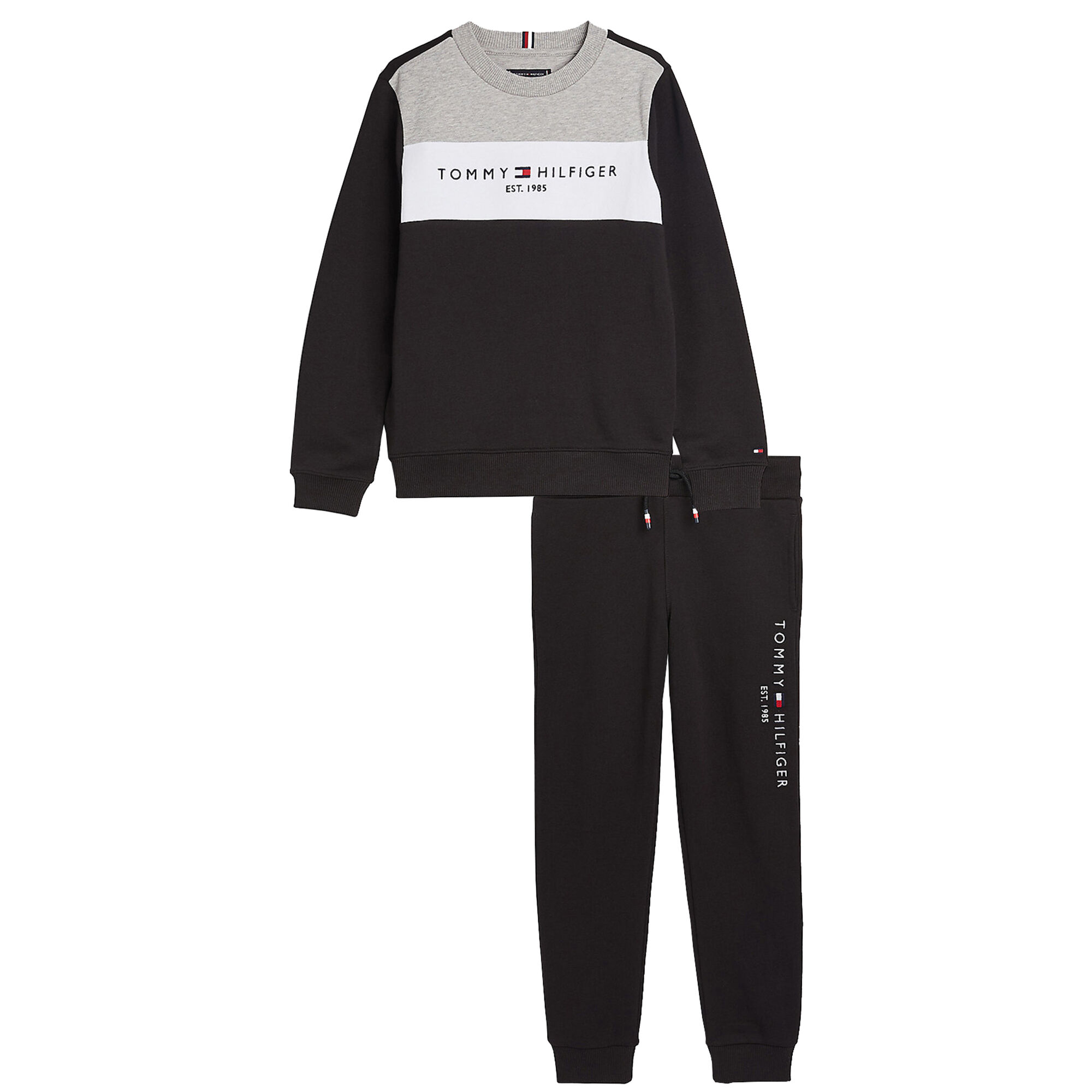 Tommy Hilfiger Boys Black Grey Logo Tracksuit Junior Couture UK