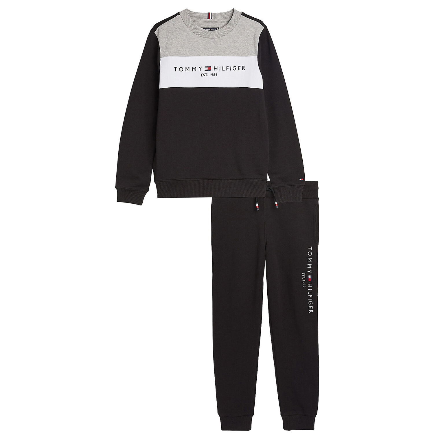Boys Black & Grey Logo Tracksuit, 1, hi-res