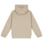 Boys Beige Logo Hooded Top, 1, hi-res