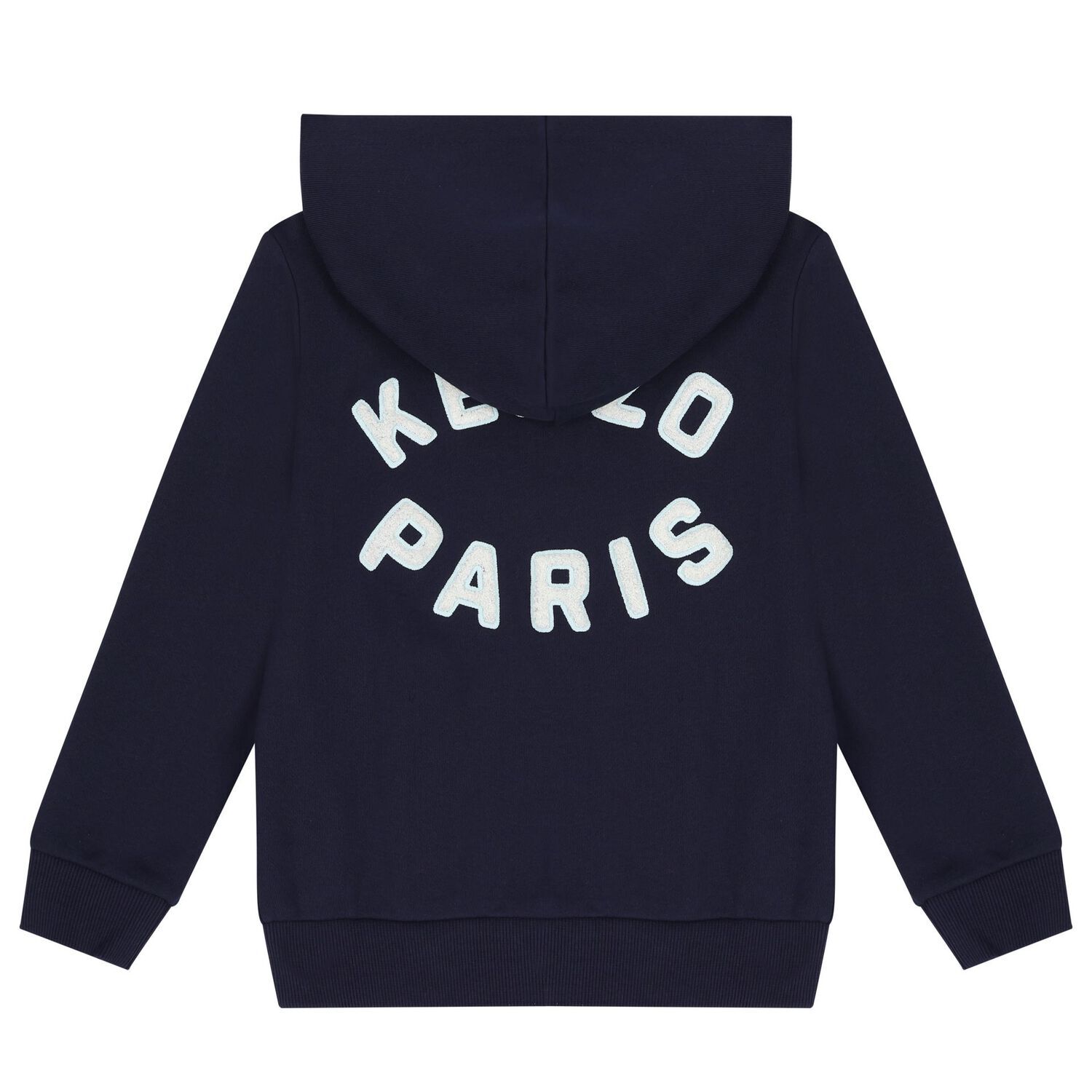 Boys Navy Blue Logo Hooded Zip Up Top, 1, hi-res
