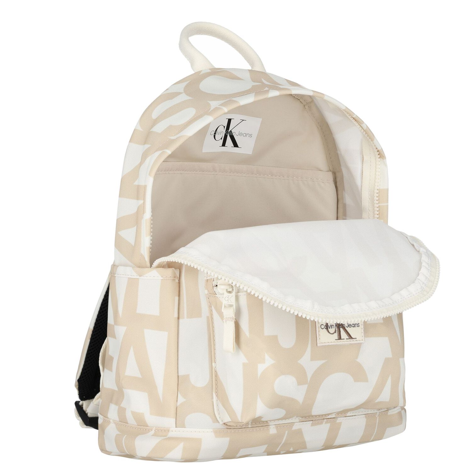 Beige & Ivory Logo Backpack, 1, hi-res