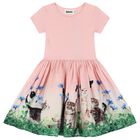 Girls Pink Kitten Dress, 1, hi-res