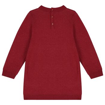 Younger Girls Red Knitted Jumper Dress